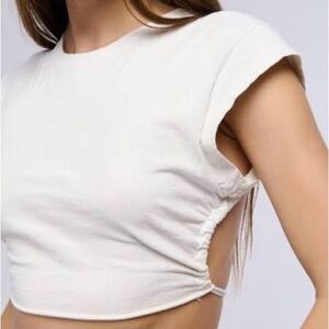 Cotton on White Crop Tee with back Side Cutout and tie detail size S